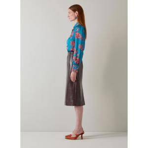 L.K. Bennett Sonya Blue Floral Viscose Silk Blouse